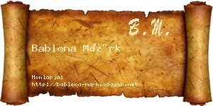 Bablena Márk névjegykártya